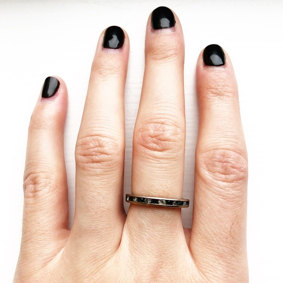 Vintage Jewelry - Vintage silver channel set black rhinestone ring